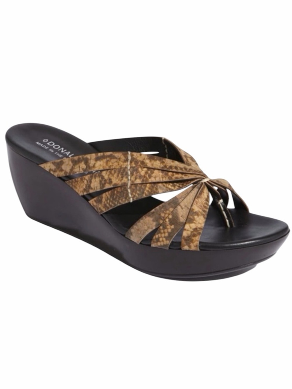 Donald J. Pliner•The Cathe Brown Snakeskin Print Wedge Sandal
